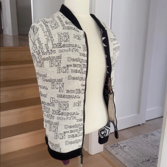 DESIGUAL Multicolor Geometric Zip-Up Sweater Cardigan Jacket M - Picture 6 of 8
